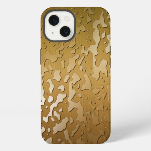 銅のブラシ仕上げの金属上の水滴 iPhoneケース (裏面)