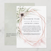 銅のユーカリの幾何学的デザイン 招待客リスト縮小のお知らせ 案内状 (正面/裏面)