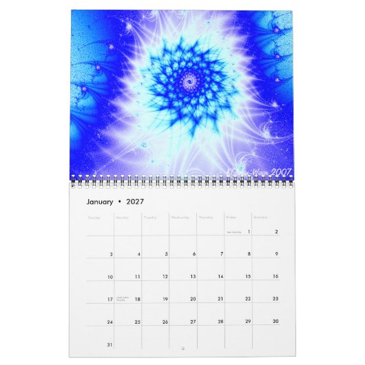 銅のリース、フラクタル2007年 カレンダー (1月 2027)
