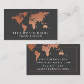 銅の世界地図の専門の海外旅行 名刺 (正面/裏面)