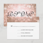 銅の冬の不思議の国エレガントな結婚RSVP 出欠カード (正面/裏面)