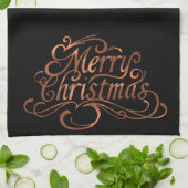 銅の外観メリークリスマススクリプトのキッチンタオル キッチンタオル (折り畳み)