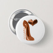 銅の小剣のハイヒールの靴および3Dハート 缶バッジ (正面&裏面)