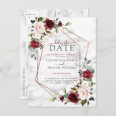 銅の幾何学的なバーガンディマーブル　日程を変更して 案内ポストカード (正面/裏面)