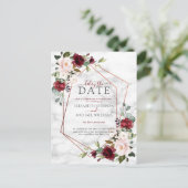 銅の幾何学的なバーガンディ大理石　日程を延期する 案内ポストカード (スタンド正面)