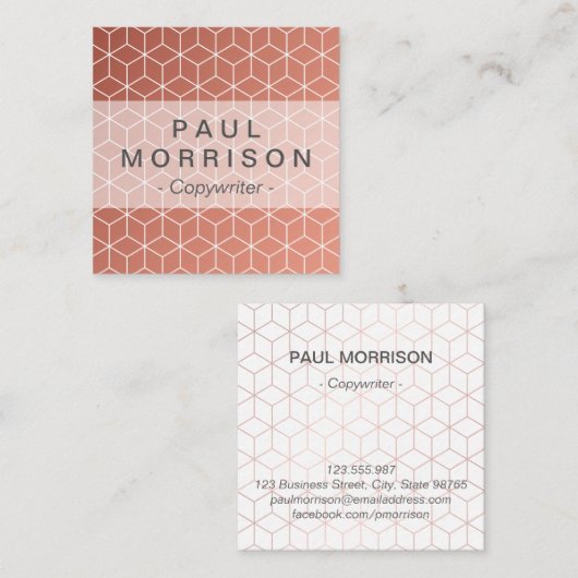 銅の幾何学的なパターン正方形の名刺 スクエア名刺 (正面/裏面)