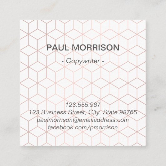 銅の幾何学的なパターン正方形の名刺 スクエア名刺 (裏面)