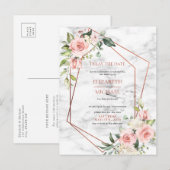 銅の幾何学的な大理石のピンクの花の延期日付 案内ポストカード (正面/裏面)