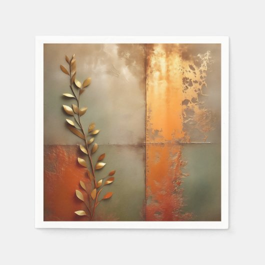 銅の擦り切れたテクスチャード金属 スタンダードカクテルナプキン (正面)