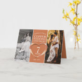 銅の結婚創立7周年を迎える写真 カード (黄色い花)