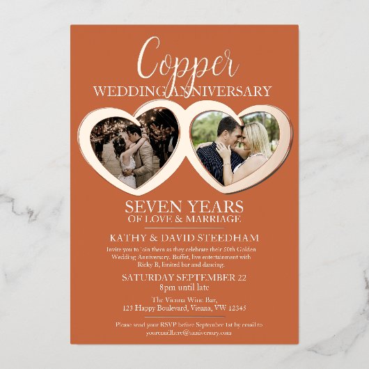 銅の結婚記念日7thパーティー6の写真 箔招待状 (正面)