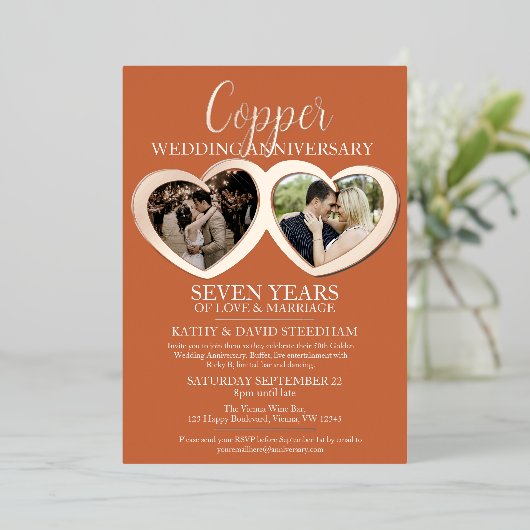 銅の結婚記念日7thパーティー6の写真 箔招待状 (立ち正面)