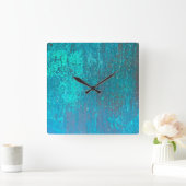 銅の緑青のティール(緑がかった色)の抽象芸術の近代美術のデザイン スクエア壁時計 (ホーム)