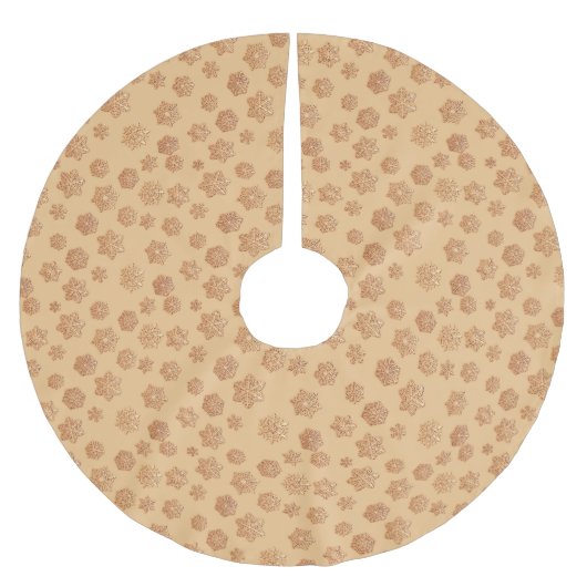 銅の背景の銅の3D雪片 ブラッシュドポリエステルツリースカート (正面)