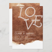 銅の色の愛モダンのシンプル結婚 招待状 (正面/裏面)
