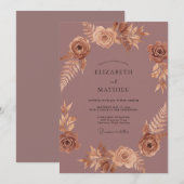 銅の芍薬の結婚式 招待状 (正面/裏面)