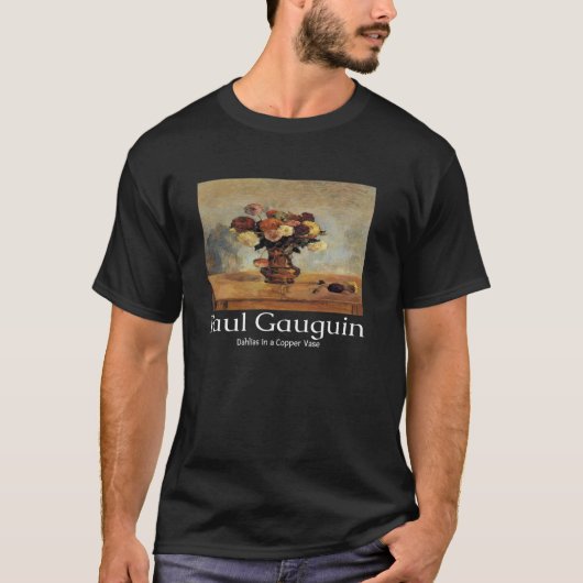 銅の花瓶のダリア ポール・ゴーギャン アート グラフィック Tシャツ (正面)