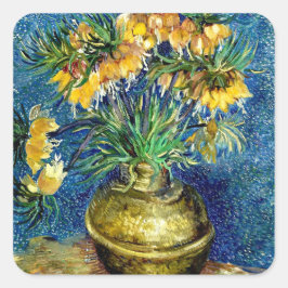 銅の花瓶の皇帝フリチラリア　ゴッホの絵画 スクエアシール