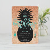 銅の輝きが煌くパイナップルのお誕生日パーティー招待状 招待状 (スタンド正面)