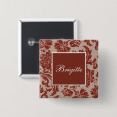 銅の錆のダマスクオーダーメイドウェディング 缶バッジ (正面&裏面)