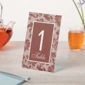 銅の錆びたダマスク柄のウェディングテーブルナンバーサイン 台座サイン (インサイチュ)