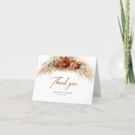 銅の錆びた土っぽい色合い ユーカリ ボヘミアンフォールド サンキューカード