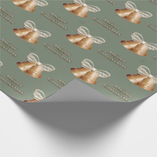 銅の鐘とクリームボーメリークリスマス ラッピングペーパー (角)