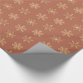 銅の3D雪片、カスタマイズ可能な背景 ラッピングペーパー (角)