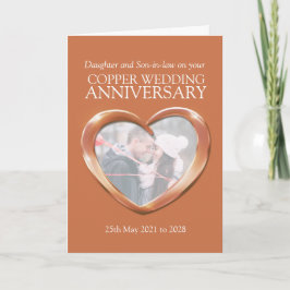 銅の7周年結婚記念日の写真カード カード