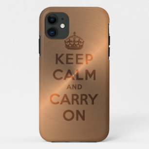 銅のKeep Calm and Carry On iPhone 11 ケース