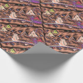 銅のSteampunkの木の金属のヴィンテージの雪だるまの紫色 ラッピングペーパー (角)