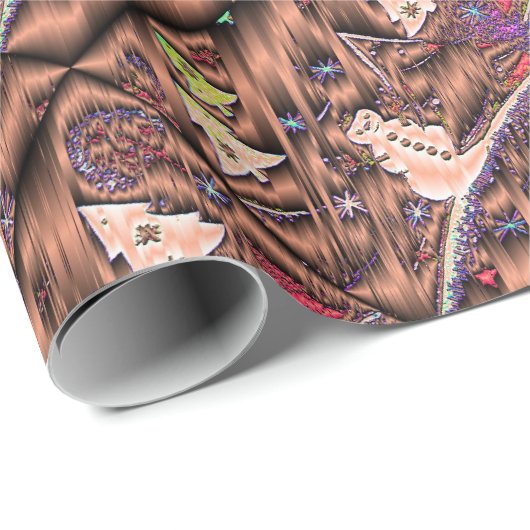 銅のSteampunkの木の金属のヴィンテージの雪だるまの紫色 ラッピングペーパー (ロールコーナー)