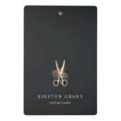 銅はさみエレガントサロンロゴ ミニクリップボード (裏面)