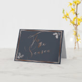 銅ほこりっぽいブルーこの季節の書道 カード (黄色い花)