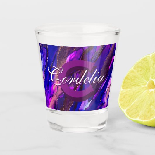 銅を使った紫色の雲景色 ショットグラス (正面)