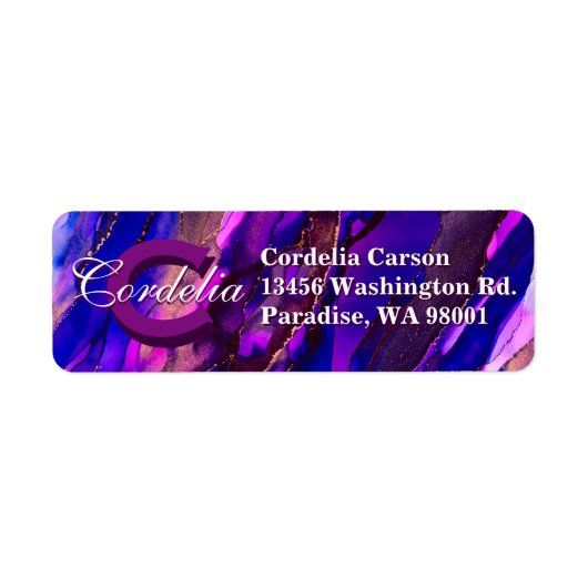 銅を使った紫色の雲景色 ラベル (正面)