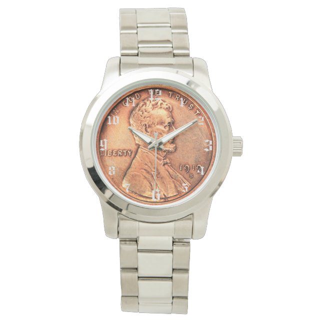 銅アブラハム・リンカーン・ペニー、1セント – 番号 腕時計 (正面)