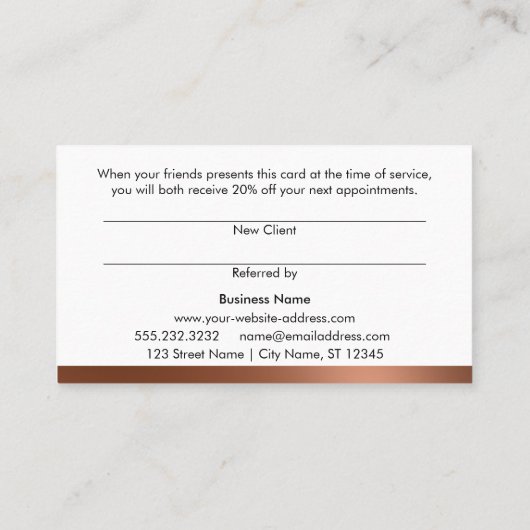 銅エレガントおよび黒の参照カーストライプのド 紹介カード (裏面)