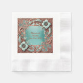 銅エレガントとターコイズのコーニングカクテル 縁ありカクテルナプキン (正面)