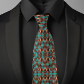 銅エレガントとターコイズのパターン ネクタイ