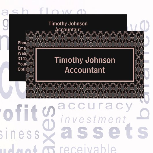 銅エレガントと黒のパターン会計士 名刺