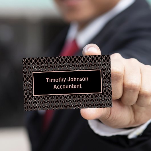 銅エレガントと黒のパターン会計士 名刺