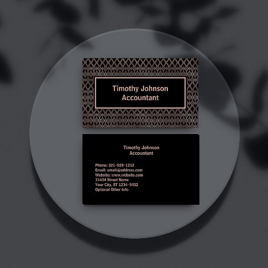 銅エレガントと黒のパターン会計士 名刺
