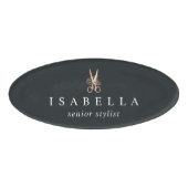 銅エレガントはさみロゴ |サロン社員 名札 (正面)