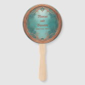 銅エレガントターコイズ庭園の結婚式ファン ハンドファン (正面)