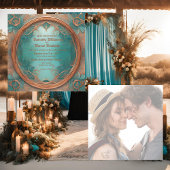 銅エレガントターコイズ結婚式招待状 シーズンカード