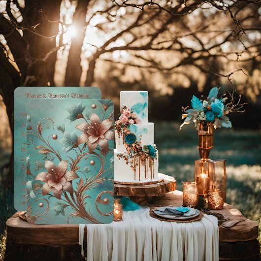 銅エレガントターコイズRSVPカード 出欠カード