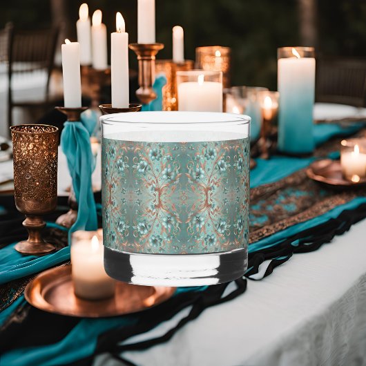 銅エレガントターコイミニマルス花模様 ウイスキーグラス