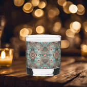 銅エレガントターコイ花柄 ウイスキーグラス