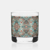 銅エレガントターコイ花柄 ウイスキーグラス (正面)